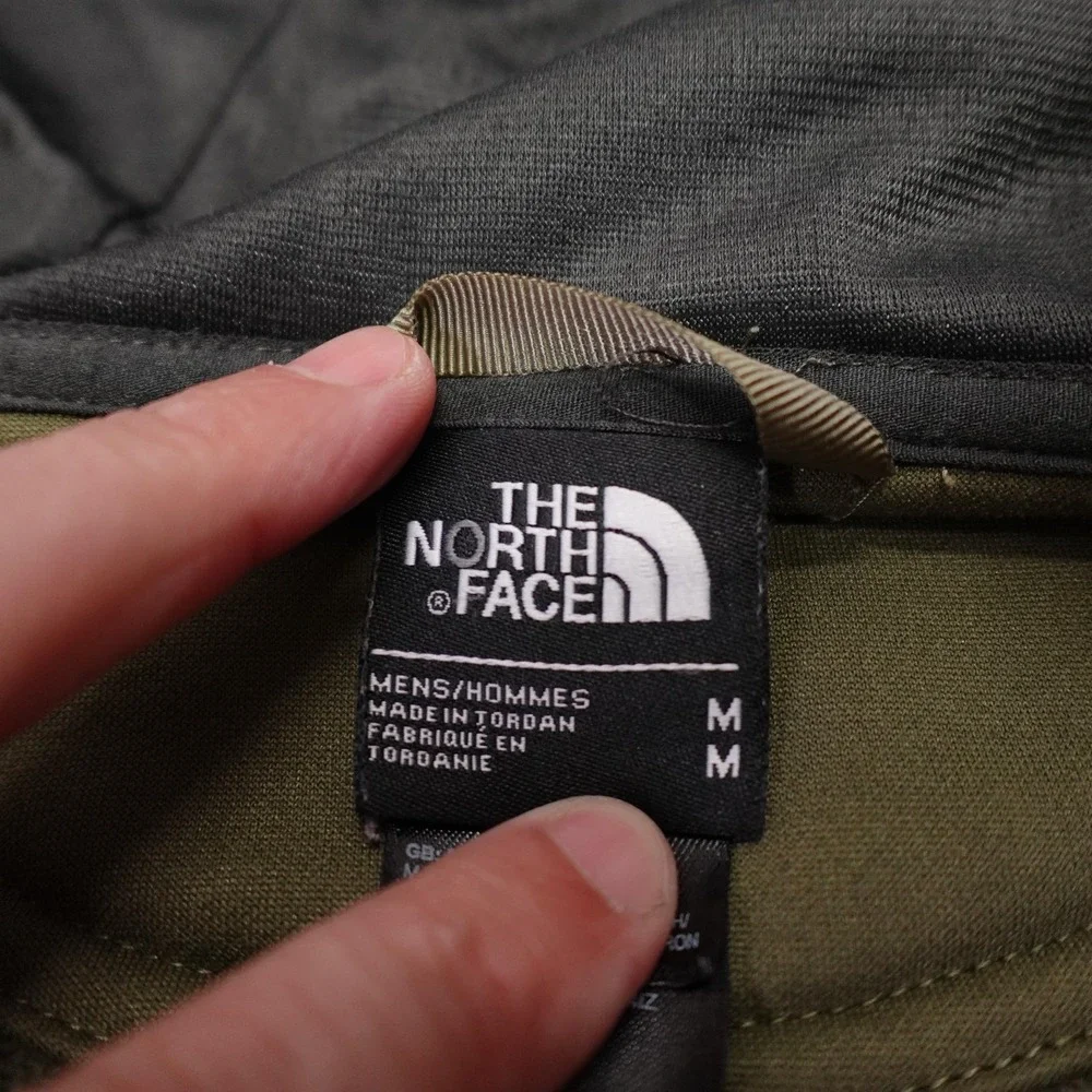 The North Face Jacket Mens Medium Green Softshell Fleece Lined Hooded Full Zip